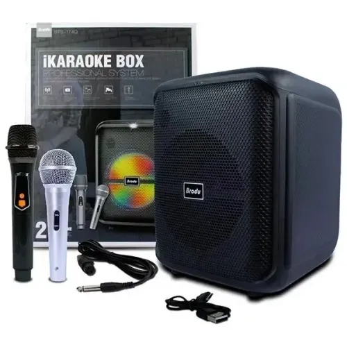 Caixa de Som Bluetooth Karaokê 30W Bluetooth Outdoor Boombox Rádio Fm Bts-1740