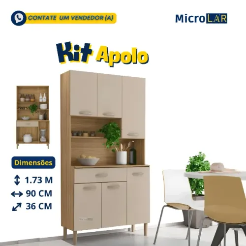 Armário de Cozinha Kit Apolo 90 Cm - 12 Meses Garantia