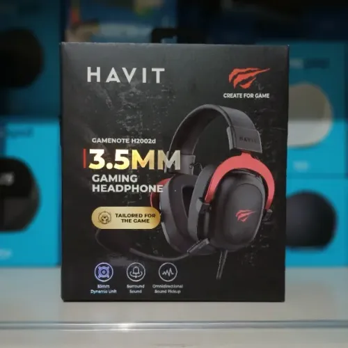 Headphone Fone de Ouvido Havit H2002d, Black Red, com Microfone, compatível com XBOX, PS4