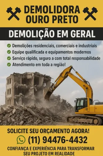  Demolidora Ouro Preto - Especialistas em Demolição em Geral