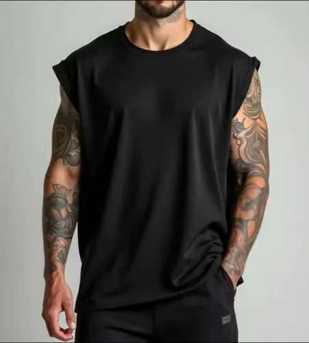 Kit 02 camisetas manga machão preto e branco