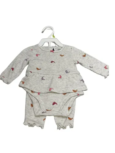 Kit 2 Peças Feminino Carter's - Cinza Com Passarinhos