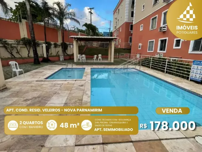 Vende-se apartamento no Condomínio RESIDENCIAL VELEIROS semi-mobiliado em Nova Parnamirim!