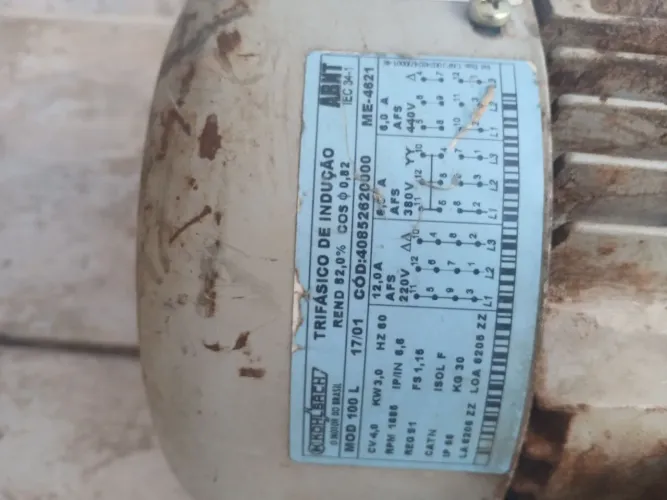 Motor trifásico 4cv baixa rotação