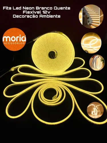 Magueira Neon LED Branco Quente , Flexivel Resistente A égua