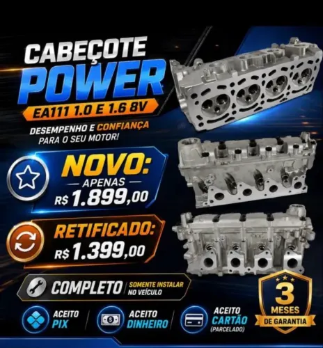 Cabeçote EA111 Power 8 V 1.0 e 1.6 Novo e Retificado