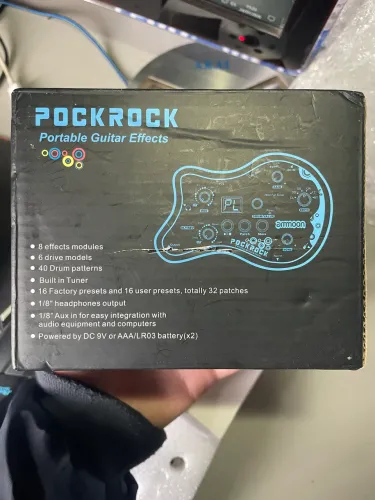 Pedaleira Guitarra Portatil Ammoon PockRock Efeitos Bateria Fonte Nova