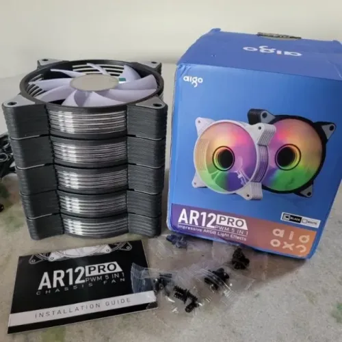 9 Ventoinhas Aigo DarkFlash AR12 PRO Single, 120mm, ARGB, Preto