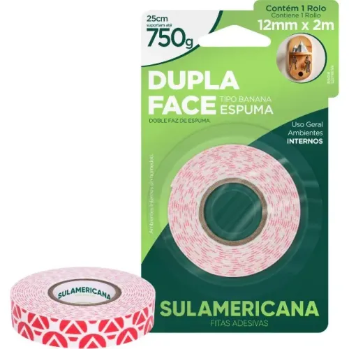 Fita Dupla Face Espuma 12 mm x 2 m - Sulamericana