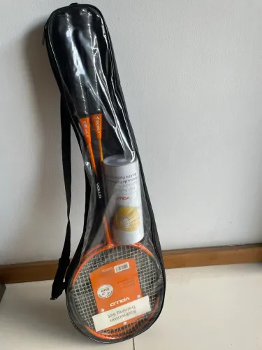 Kit 2 Raquetes Badminton Vollo, com peteca