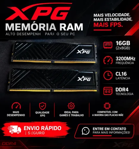 Kit 2x Memória RAM XPG GAMMIX D35 DDR4 Gamer - Usadas, em Ótimo Estado