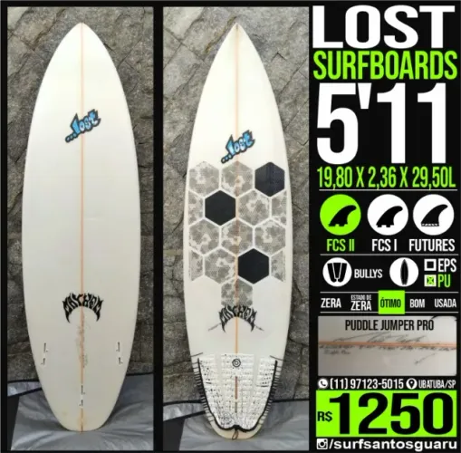 Prancha de Surf Lost 5'11 x 19,80 x 2,36 x 29,5L
