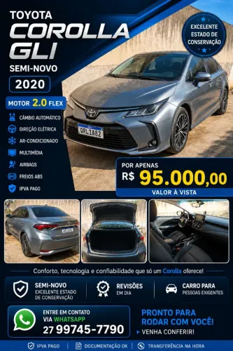 Toyota Corolla GLI 2.0 16V Flex Aut. 2020