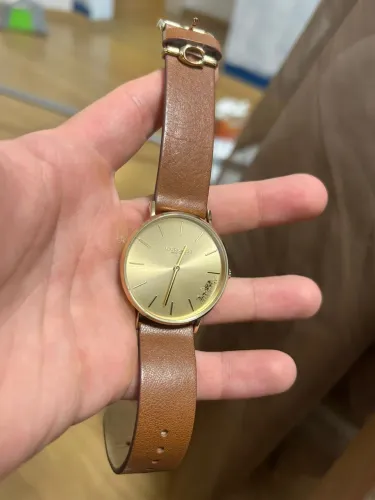 Relógio Coach Dourado Pulseira de Couro Marrom 14503331