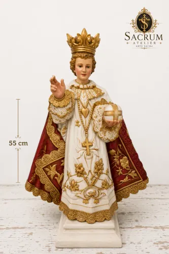 Menino Jesus de Praga tradicional 55 cm em gesso