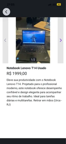 Notebook Lenovo Thinkpad T14 usado