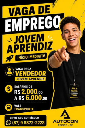 VAGA DE EMPREGO PRA VENDEDOR - JOVEM APRENDIZ