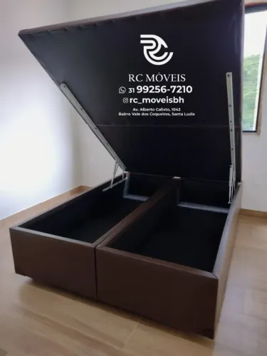 Cama box completa Baú Super King 1.93x2.03 Bipartido Blindado com Pistão a Gás | Garantia 