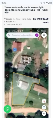 CHÁCARA EM MANDIRITUBA BAIRRO ESPIGÃO DAS ANTAS aceito troca