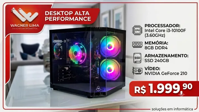 Desktop Gamer Intel I3-10100f 8gb Ssd 240gb Geforce