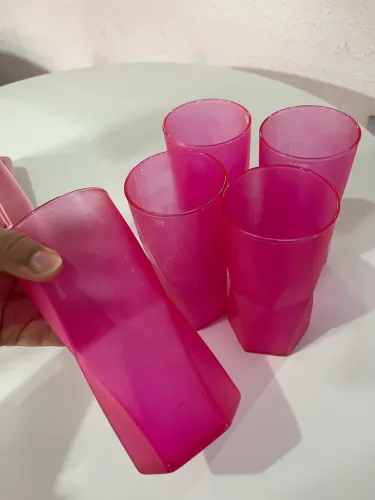 Kit 5 copos de vidro pink