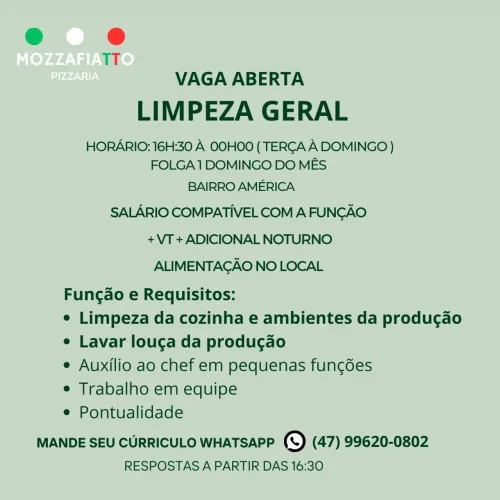 Vaga Serviços Gerais