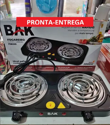 Fogão Elétrico 2 Bocas 2000W 220V Preto ou Branco (Pronta-Entrega) Garantia 3 meses