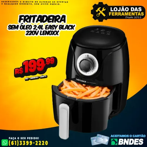 Fritadeira Sem Óleo 2,4L Easy Black 220v Lenoxx