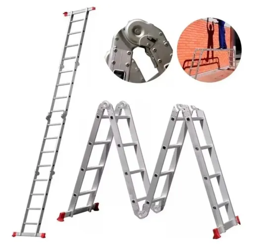 Escada alumínio 4x4 com 16 degraus dobrável e articulável 