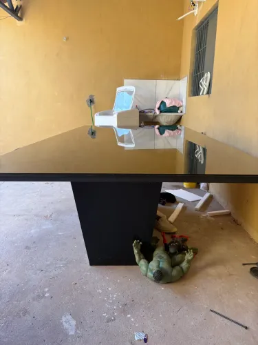 Mesa tampa de vidro 8 lugares