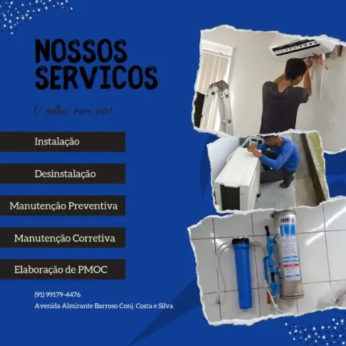 Serviços de instalação, manutenção e limpeza em geral de central de ar Split.