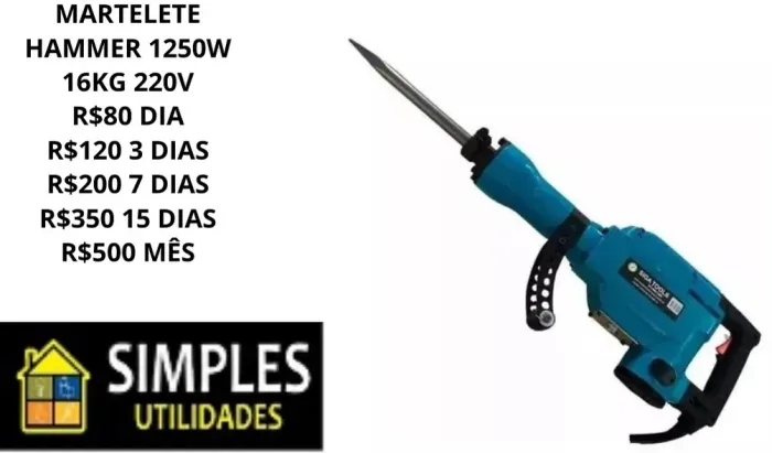Martelete rompedor 16kg locação