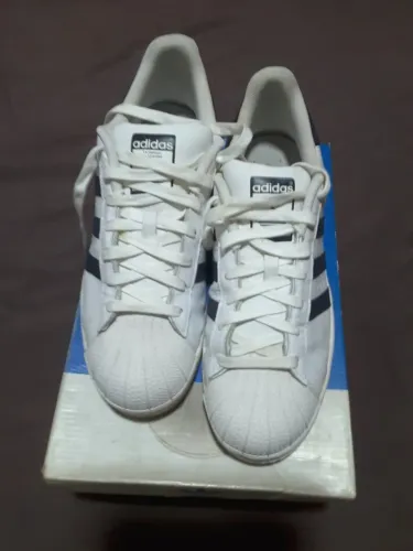 ADIDAS SUPERSTAR BRANCO/AZUL TAM 43 ORIGINAL !!!