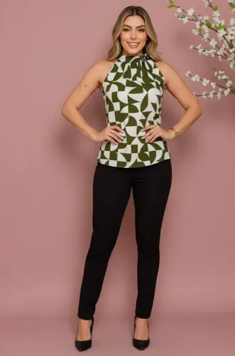 Blusa Feminina Elegante Frente Única com Laço - R$49