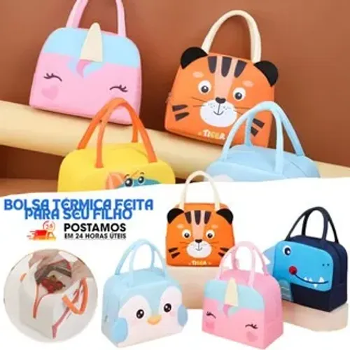 Bolsa Térmica Lancheira Infantil Para Escola Portátil Com Isolamento Térmico Estampas de A