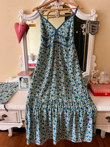 vestido midi floral 100% seda