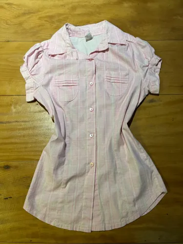 camisa xadrez rosa boneca social office doll