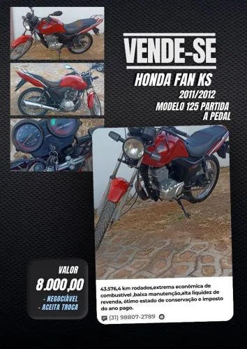 Moto 125cc Ano 2011 - Barata e Pronta para Rodar
