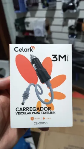 Carregador P/ Starlink Veicular Celark - Cabo 3 Metros *ENTREGA GRÁTIS*