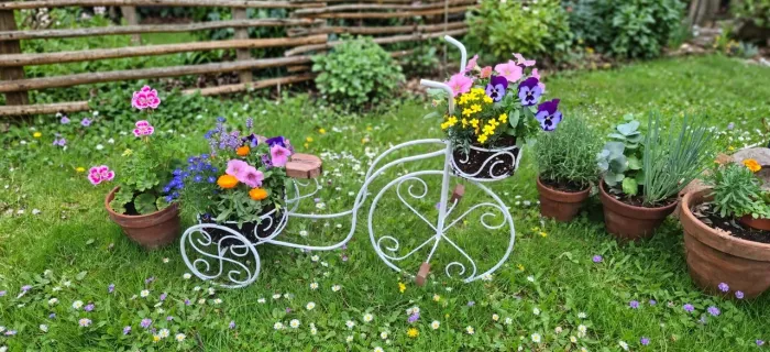 Bicicleta floreira de Jardim