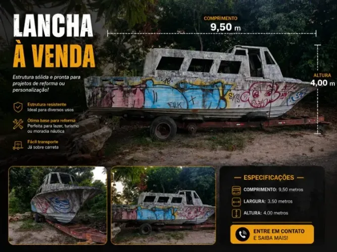 LANCHA CABINADA - OPORTUNIDADE PARA REFORMA