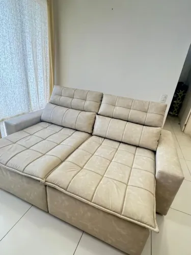 Sofá retrátil couro ecológico Premium Artplas