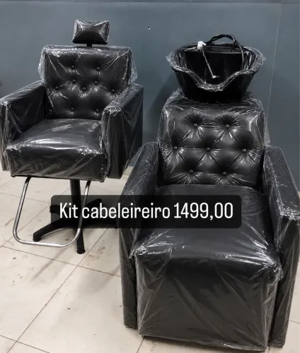 Kit de cabeleireira lavatório cadeira e espelho