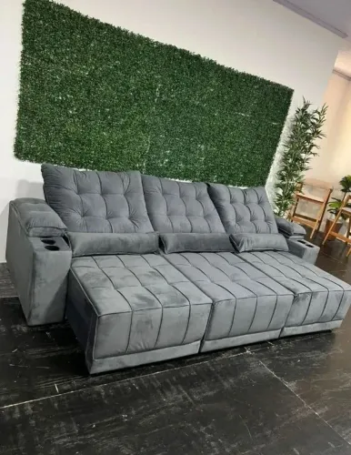 sofa retratil reclinavel novo 2,90m COM PORTA COPO EMBUTIDO