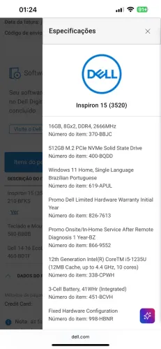 Dell inspiron 3520 16gb ram 512GB