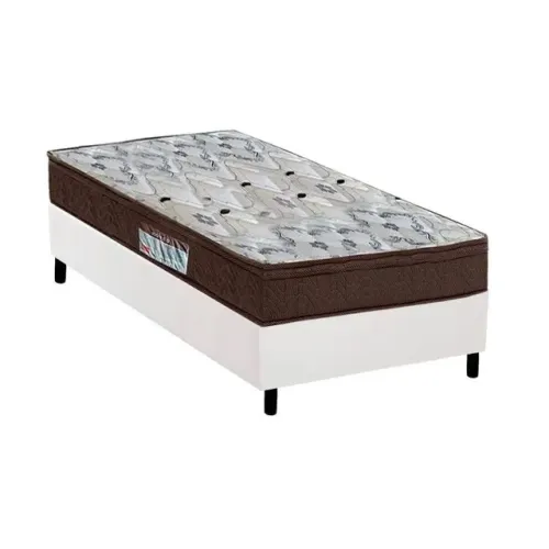 CAMA BOX CORINO BRANCO ALTO NÍVEL + COLCHÃO ISO 150 D45 ORTOBOM