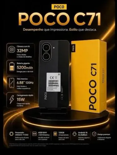 POCO C71 64GB/3GBM, NOVO LACRADO  ENTREGA EM TODA GRANDE REGIÃO