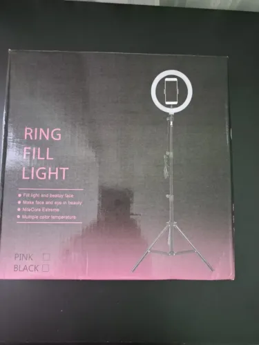 Ring Light Aro de 25cm com Tripé de 1,95m e Suporte de Celular - 3 Cores de Luz