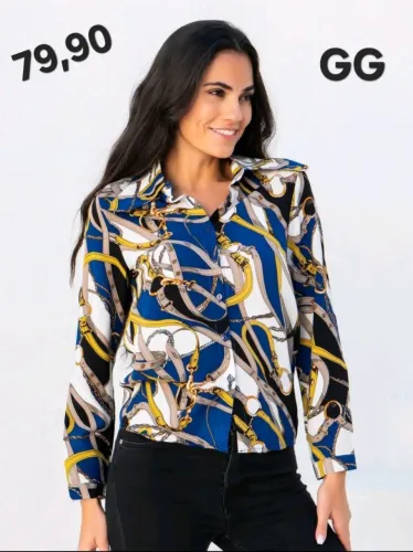 Linda Blusa Branca Estampada GG