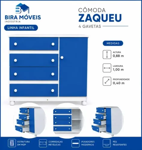 Renove Seu Quarto com a Cômoda Zaqueu Linha Premium em MDF